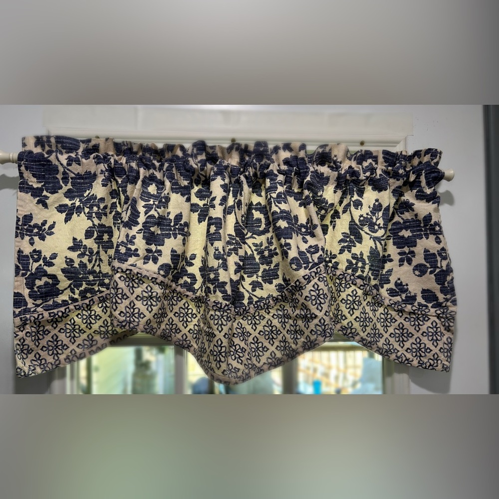 2 Blue/Tan Floral Valances
